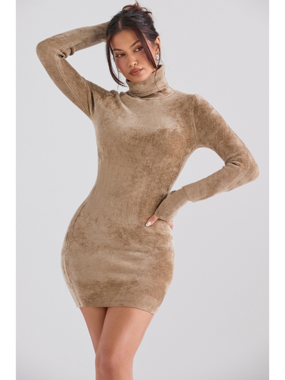 NEW House of CB Taya Chenille Mini Dress Musk XS